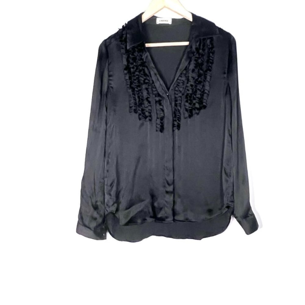 L'AGENCE chloe ruffle silk button down blouse top